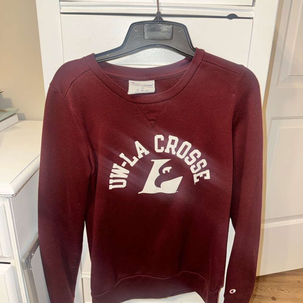 Champion Burgundy UW-La Crosse Women's Crew Neck Sweater